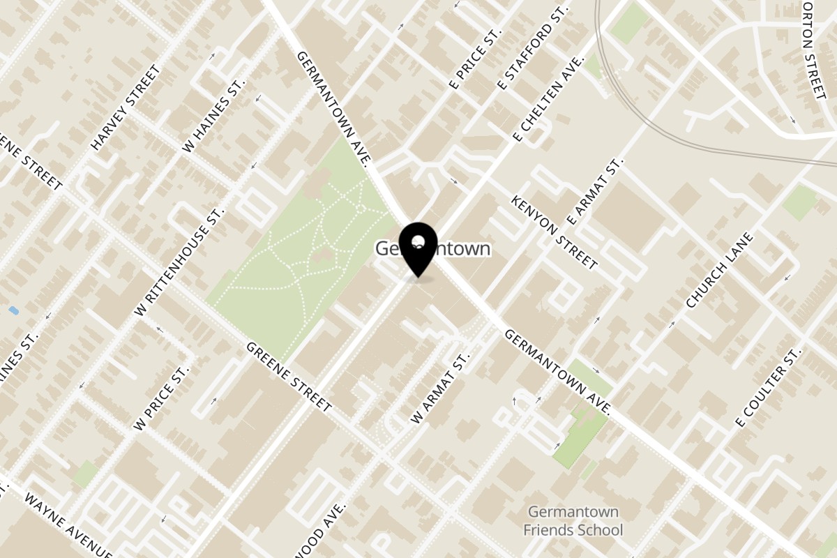Map showing the location of Hot Clucks W Chelten Ave on 10 W Chelten Ave in Philadelphia